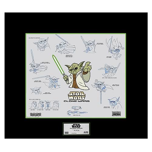 Star Wars Clone Wars Yoda Persona Framed Hand Painted Cel